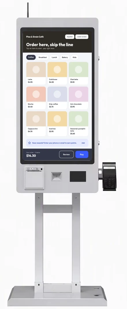Self-order kiosk running Friendly POS